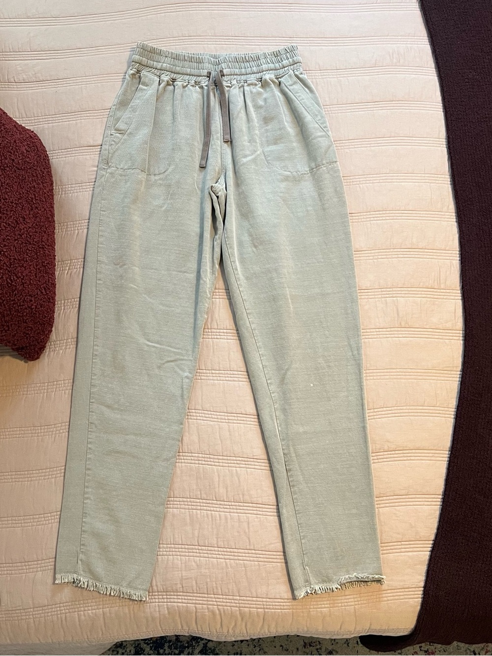 American Tall Straight Leg Drawstring Pants Light Sage Size Large Tall Women’s